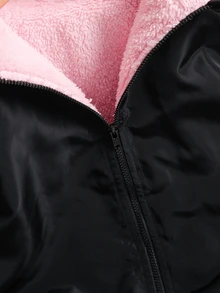 Emery Rose Kids Emery Rose Kids 女童素色休閒連帽拉鍊加厚外套，秋冬款 - 黑色 - 查看 11