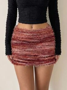 SHEIN ICON 复古美式梅拉德风格紧身迷你裙，波西米亚风 - 彩色 - 查看 3