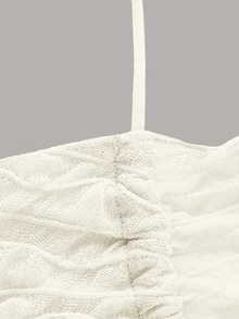SHEIN ICON 前繫帶露背背心上衣 - 米色 - 查看 4