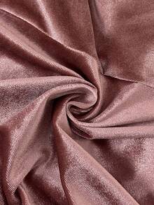 LUMIGAL Women's Early Autumn New Velvet Fabric Ruffle Collar Ruched Design Fitted Slit Long Sleeve Dress - Pink - View 8