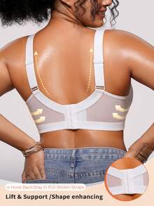 Bareli Dear Plus Size Wireless Thin Cup Lace Patchwork Non-Slip Wide Strap Comfortable Bra Single Pack - White - View 2