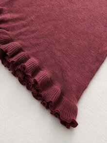 Flora Isola Flora Isola Elegant Round Neck Ruffle Hem Long Sleeve Design Women's Sweater Dress - Burgundy - View 8
