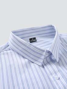 Manfinity Mode Men's Striped Casual Versatile Daily Wear Long Sleeve Shirt - Blue and White - View 5