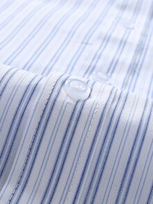 Manfinity Mode Men's Striped Casual Versatile Daily Wear Long Sleeve Shirt - Blue and White - View 4