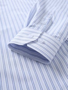 Manfinity Mode Men's Striped Casual Versatile Daily Wear Long Sleeve Shirt - Blue and White - View 6