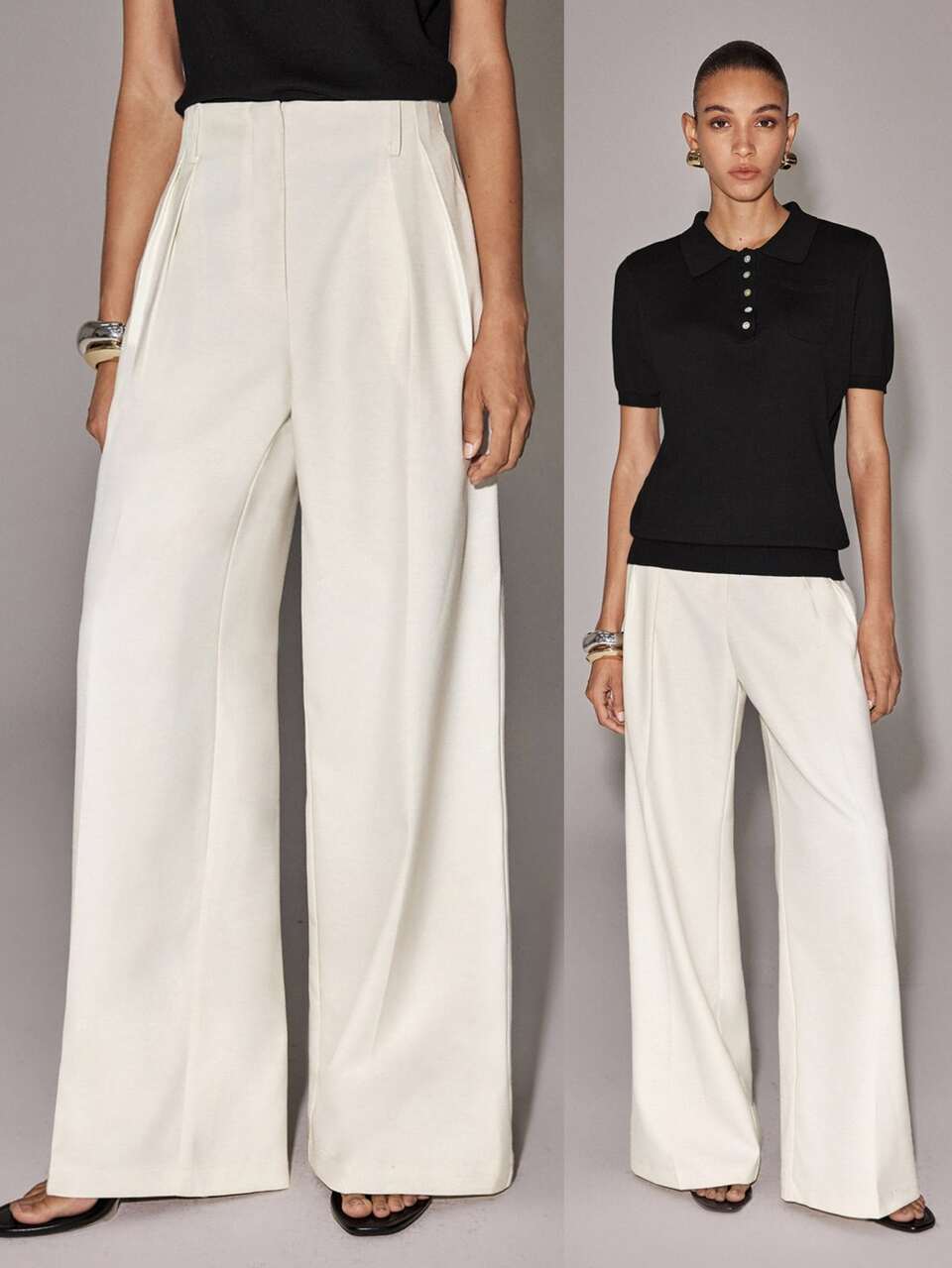 Anewsta  Elegant Versatile Casual Outing Office Commute Women's Off-White Loose Long Pants Minimalist Old Money Style Business Banquet Autumn