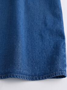 EMERY ROSE Women's Half-Zip Casual Western Versatile Denim Top For Daily Wear Autumn Going Out Everyday Tops Blue - Blue - View 4
