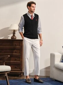 VeloEdit Men's Casual Versatile Knit Vest - Black - View 2