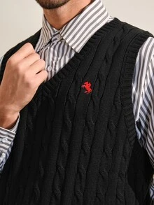 VeloEdit Men's Casual Versatile Knit Vest - Black - View 7