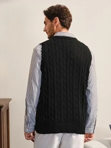 VeloEdit Men's Casual Versatile Knit Vest - Black - View 3