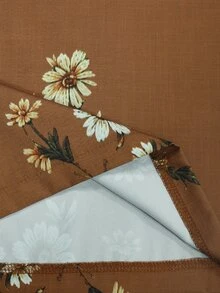 Selamara 大尺碼波希米亞風休閒橘色雛菊仿刺繡長褲 秋季復古田園風高腰鬆緊腰寬腿褲 - 彩色 - 查看 8