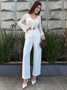 Yohana Edit Women's Plain Color Pleated Business Casual Trousers Old Money Style,Women Dress Pants - White - View 4