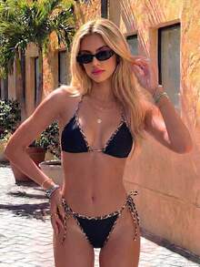 Swim Vcay 2026 Spring/Summer New Sexy Leopard Print Bikini Set, Alluring Two Pieces Swimwear - Multicolor - View 3