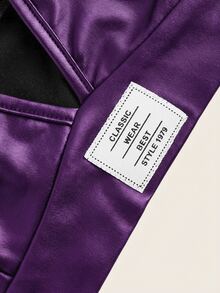Coolane Women's Summer Streetwear Casual Sexy Letter Patch Comfortable PU Leather Spaghetti Strap Camisole Rave Club Purple Bikini Tops Sports Bra - Purple - View 3