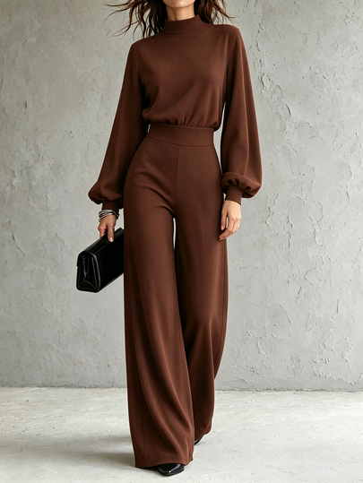 SHEIN Women's New Autumn Jumpsuit, Stand Collar, High Waist, Cinched Waist, Straight Leg, Elegant, Fashionable, Urban, Office, Street Style, Party, Banquet