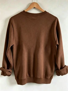 EMERY ROSE 秋季感恩節刺繡落肩休閒運動衛衣，感恩節刺繡運動服 - 粉色 - 查看 2