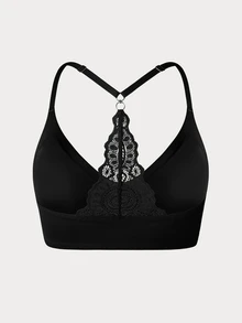 DesireSculpt 1pc Women's Seamless Backless Halter Neck Sexy Hollow Out Camisole Top With Cups, Suitable To Wear Outwardly - Black - View 6