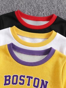 Young Boy Sweatshirt Set With Full Cartoon Print, Suitable For Autumn/Winter - Multicolor - View 3
