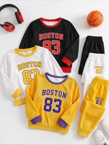 Young Boy Sweatshirt Set With Full Cartoon Print, Suitable For Autumn/Winter - Multicolor - View 6