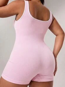 Rhythm Era Plus Size Women Seamless Sports Jumpsuit - Pink - View 3