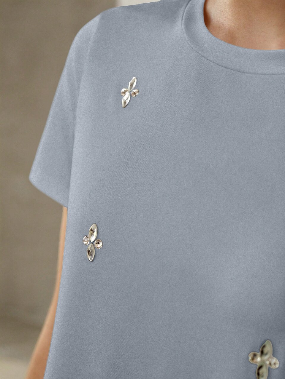 MOTF WOMEN'S SUMMER RHINESTONE-DECORATED SHORT-SLEEVE T-SHIRT