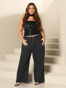 Lele Munniz Áo croptop mùa hè mới, gợi cảm, thiết kế quây ngực, hở lưng, đa năng. - màu đen - Xem 1
