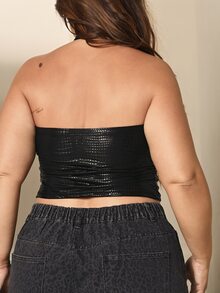 Lele Munniz Áo croptop mùa hè mới, gợi cảm, thiết kế quây ngực, hở lưng, đa năng. - màu đen - Xem 2