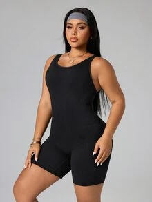 Rhythm Era Plus Size Women Seamless Sports Romper - Black - View 4