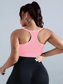 Rhythm Era Leopard Print Seamless Comfortable Sports Bra Gym Sports Pink Summer - Pink - View 2