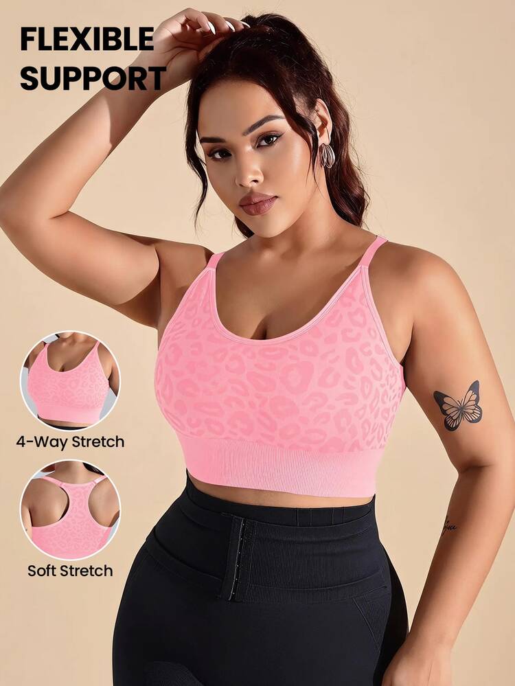 Rhythm Era Leopard Print Seamless Comfortable Sports Bra Gym Sports Pink Summer - Pink - View 1