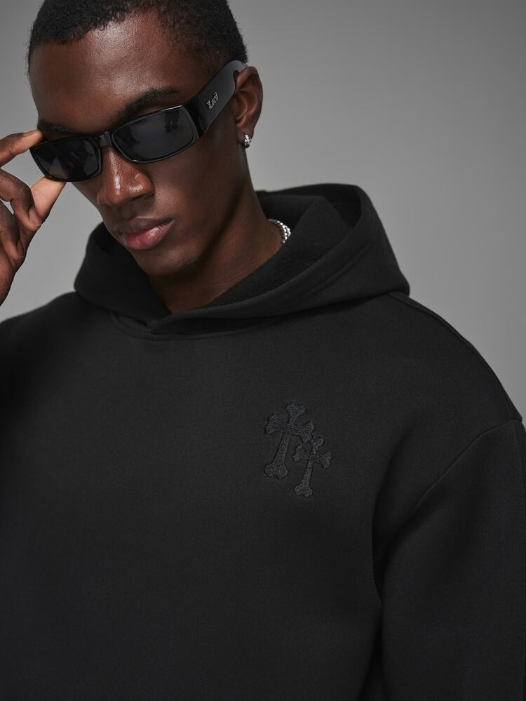 STYNVO Men's Casual Letter Embroidered Hoodie, Autumn/Winter - Black - View 6
