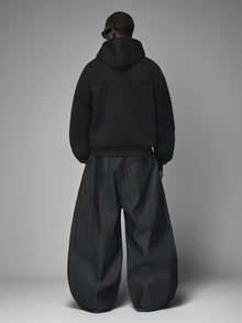 STYNVO 男士休閒字母刺繡連帽衫，秋冬款 - 黑色 - 查看 3