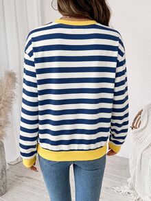 SHEIN LUNE 休閒簡約印花圓領長袖寬鬆女款衛衣 - 彩色 - 查看 2
