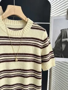 SHEIN Franclia 新款春夏韩版休闲宽松个性条纹撞色针织女式上衣 - 彩色 - 查看 6