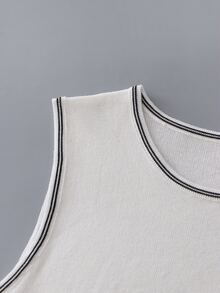 SHEIN Franclia 女款無袖及膝洋裝，輕盈春夏對比色A字裙 - 白色 - 查看 4