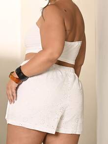 Lele Munniz Plus Size 1pc Women  Solid Color Strapless Slim Fit Top - Multicolor - View 6