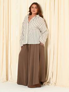 Lele Munniz Plus Size Women Fashion Solid Color Loose Long Pants Fall Cloth For Women - Khaki - View 6