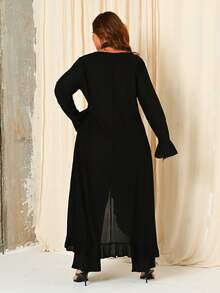 Lele Munniz ICON Plus Size Women's V-Neck Tie-Front Bell Sleeve Knit Top Fall - Black - View 2