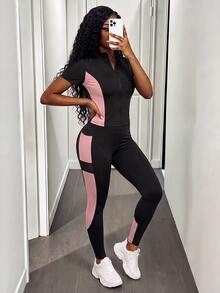 Solea Cove Solea Cove 女式休闲运动撞色拉链上衣和裤子套装 - 彩色 - 查看 4