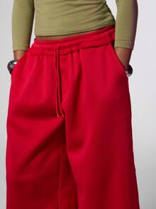 COUREZ Women Low Rise Baggy Cropped Y2K Spring Casual Going Out Sweatpants - Red - View 6