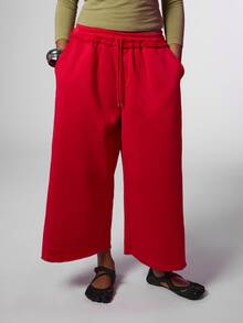 COUREZ Women Low Rise Baggy Cropped Y2K Spring Casual Going Out Sweatpants - Red - View 5