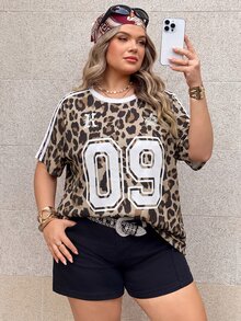 SHEIN CURVE+ 大尺碼 22W 休閒極簡寬鬆圓領女款 T 恤，適合秋冬穿著 - 彩色 - 查看 6