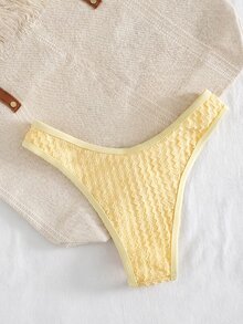Swim Mod Women's Butter Yellow Swimwear Bottom, Textured Fabric High-Waisted Bikini Bottoms, Summer Casual Sexy Breezy Holiday Vacation Sweet Girl Style Beach - Yellow - View 7