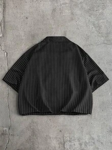 Mainfolk Men's Striped Shirt And Long Pants Set - Black - View 6