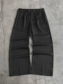 Mainfolk Men's Striped Shirt And Long Pants Set - Black - View 9