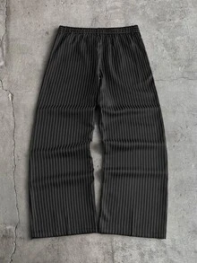 Mainfolk Men's Striped Shirt And Long Pants Set - Black - View 10