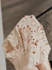 Anewsta Spring/Summer French Gentle Style Beige Hollow Lace Bowknot Versatile Women's Blouse - Apricot - View 8