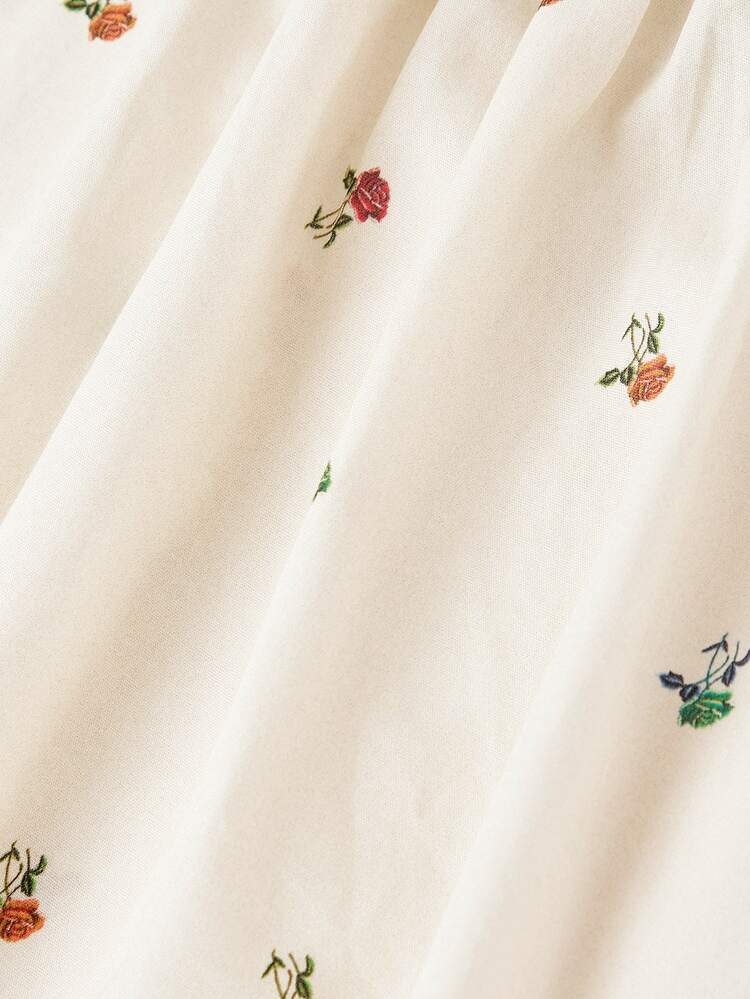 Skyraze Women Cotton Asymmetric Shoulder Twist Front Vintage Cottage Floral Crop Top,Beige Summer Boho Vacation Picnic.Halloween.Back To School. - Multicolor - View 4