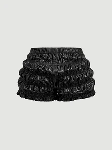 SHEIN MOD 女款蝴蝶結裝飾休閒百搭日常穿著短褲 - 黑色 - 查看 4