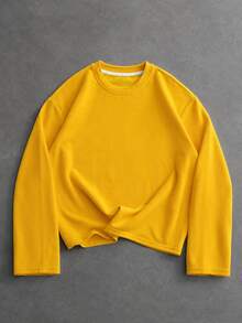 PAVTROS Men Letter Graphic Drop Shoulder Tee - Yellow - View 2